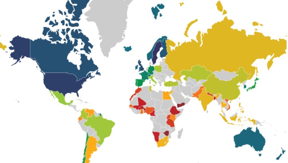 El ranking va del azul (más beneficiados) al rojo (menos), pasando por el verde y el amarillo