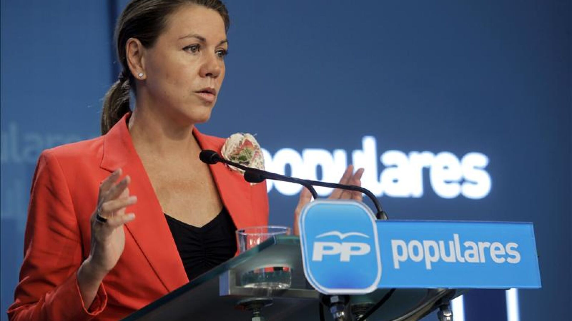 Mar&iacute;a Dolores de Cospedal tras la reuni&oacute;n semanal de la direcci&oacute;n del PP