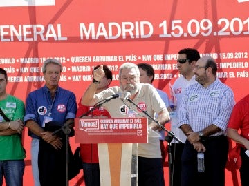 Cándido Méndez en su discurso en la concentración en la Plaza de Colón