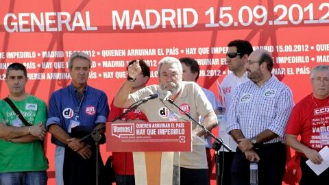 C&aacute;ndido M&eacute;ndez en su discurso en la concentraci&oacute;n en la Plaza de Col&oacute;n