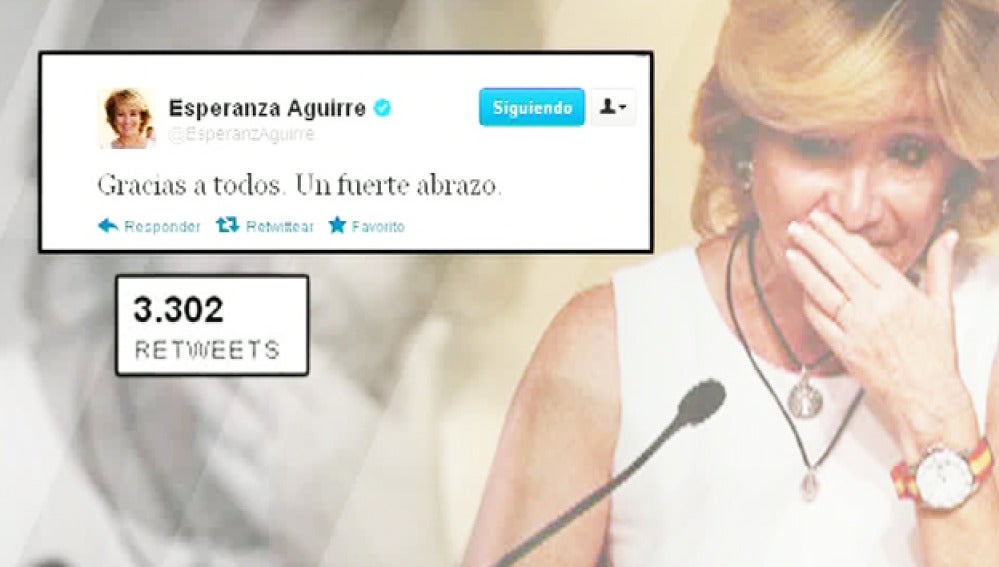 Esperanza Aguirre muy emocionada en Twitter.