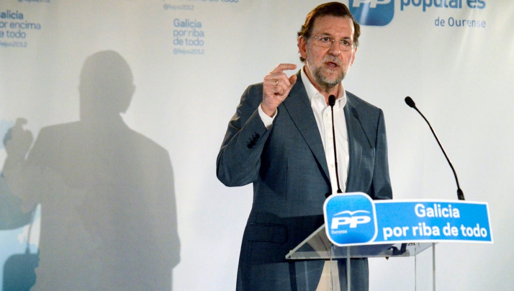 Mariano Rajoy durante la clausura de un acto de la precampaña de las elecciones autonómicas gallegas