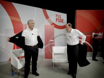 Rubalcaba y el candidato socialista a la Presidencia de la Xunta, Pachi Vázquez 