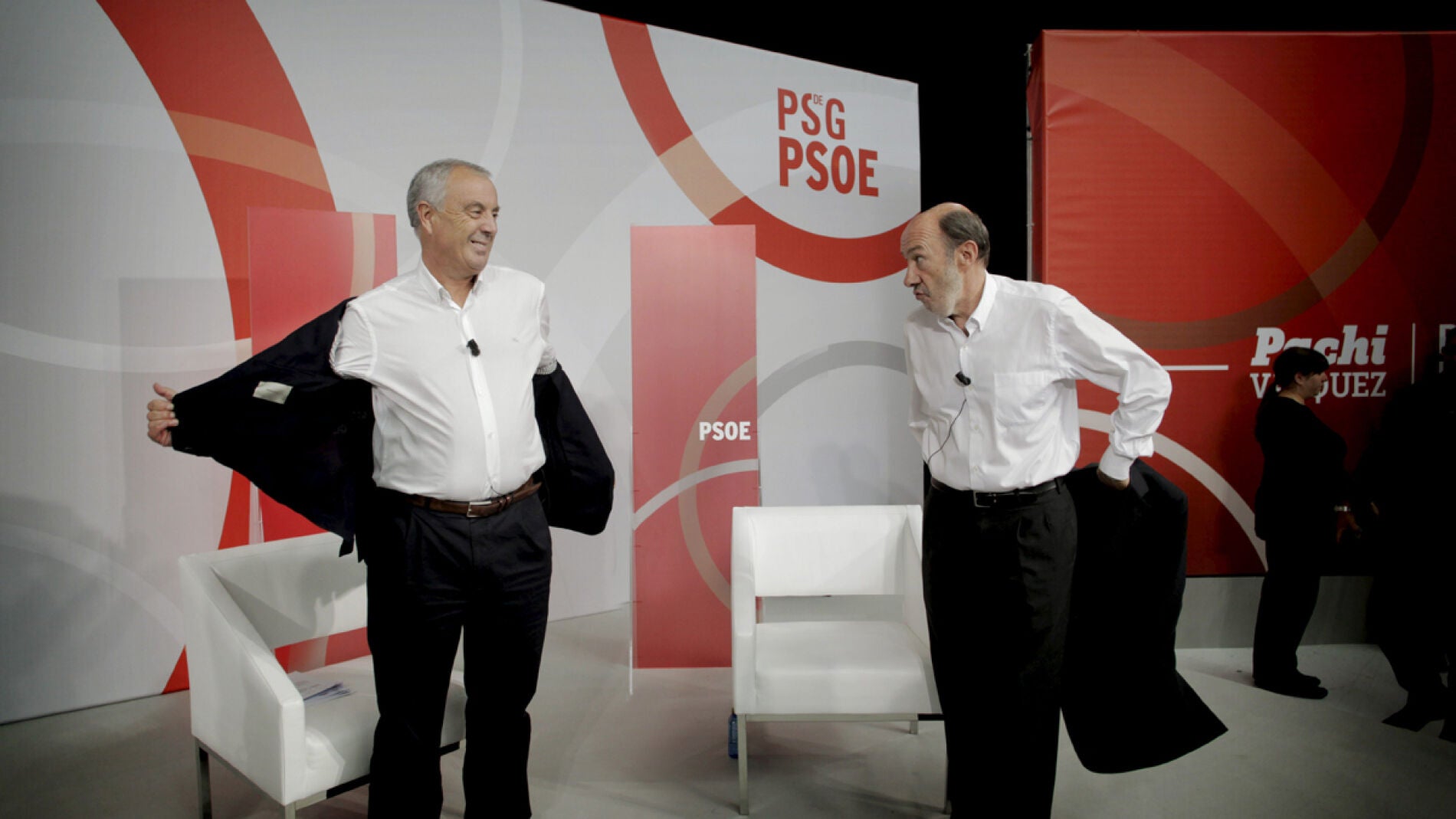 Rubalcaba y el candidato socialista a la Presidencia de la Xunta, Pachi V&aacute;zquez 