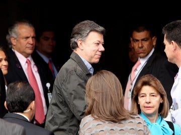 Juan Manuel Santos a su llegada al centro hospitalario de la Fundación Santa Fe de Bogotá