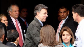 Juan Manuel Santos a su llegada al centro hospitalario de la Fundación Santa Fe de Bogotá