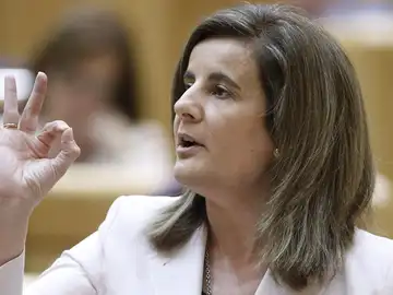 La ministra de Empleo y Seguridad Social, Fátima Báñez, durante su intervención en el Senado La ministra de Empleo y Seguridad Social, Fátima Báñez, durante su intervención en el Senado