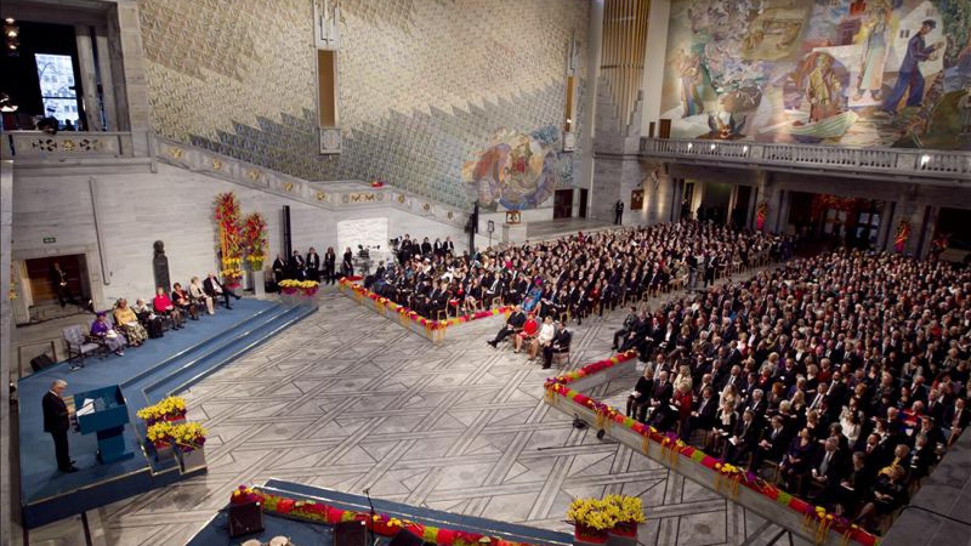 Vista general de la ceremonia de entrega de los premios Nobel de la Paz 2011