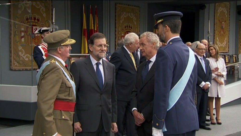 El rey Juan Carlos, Mariano Rajoy, Pedro Morenés y el Príncipe Felipe