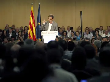 Mas en un acto en el que lo han proclamado cabeza de lista de CIU Mas en un acto en el que lo han proclamado cabeza de lista de CIU