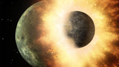 Reacreaci&oacute;n del choque que cre&oacute; la Luna