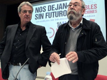 Cándido Méndez y José Ricardo Martínez en la Asamblea de Delegados de la Comunidad de Madrid