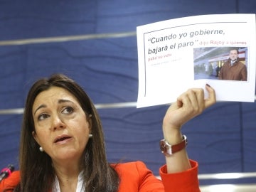  Soraya Rodríguez durante la rueda de prensa tras conocer los resultados de la Encuesta de Población Activa