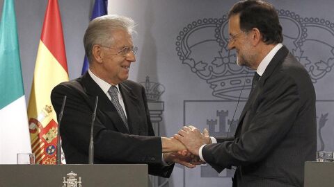 Rajoy y Monti en rueda de prensa