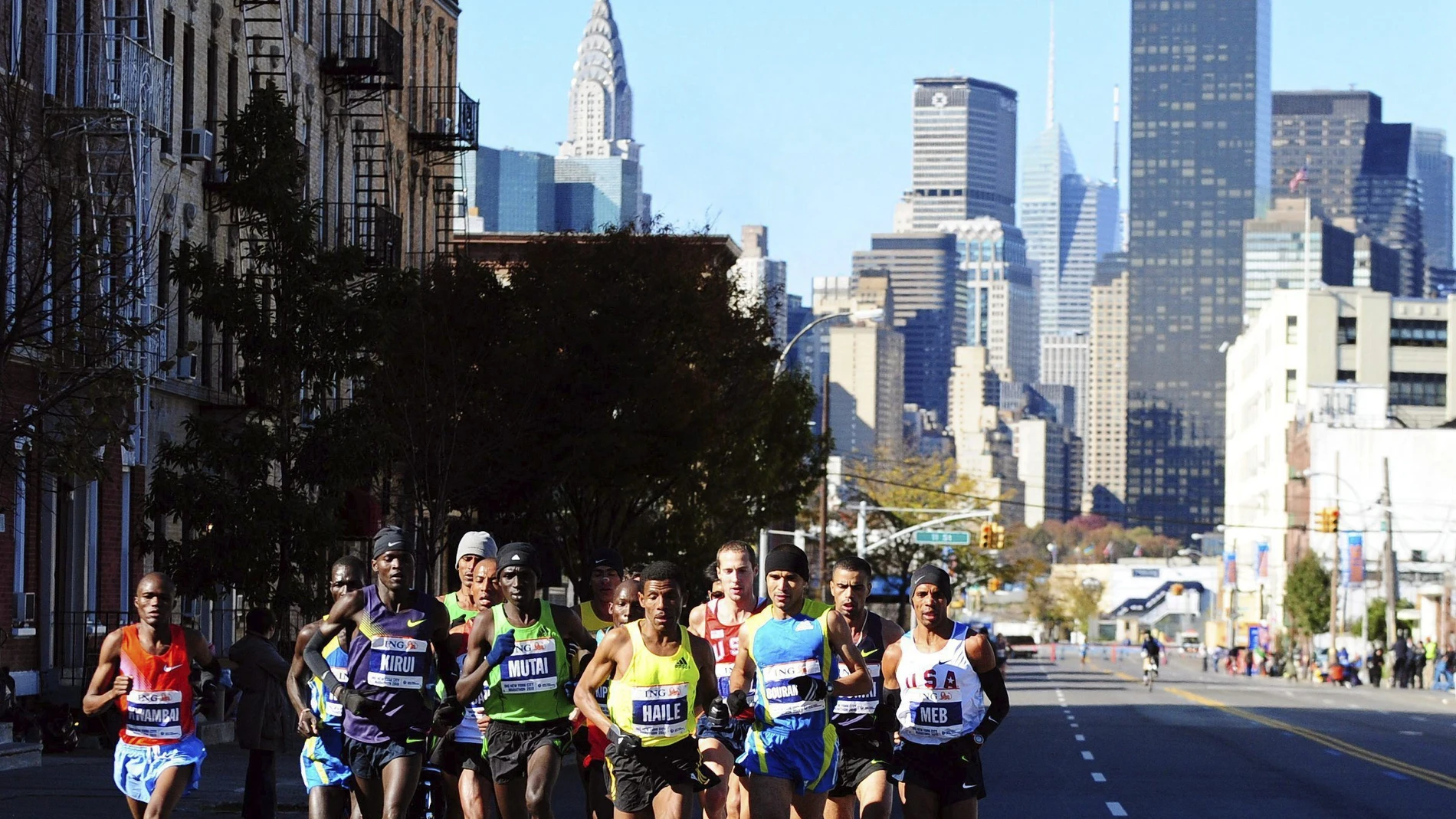 Un momento del maratón de Nueva York Un momento del maratón de Nueva York