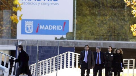 El fiscal superior de Madrid, Manuel Moix, junto al juez que investiga el caso Madrid Arena, Eduardo L&oacute;pez Palop.