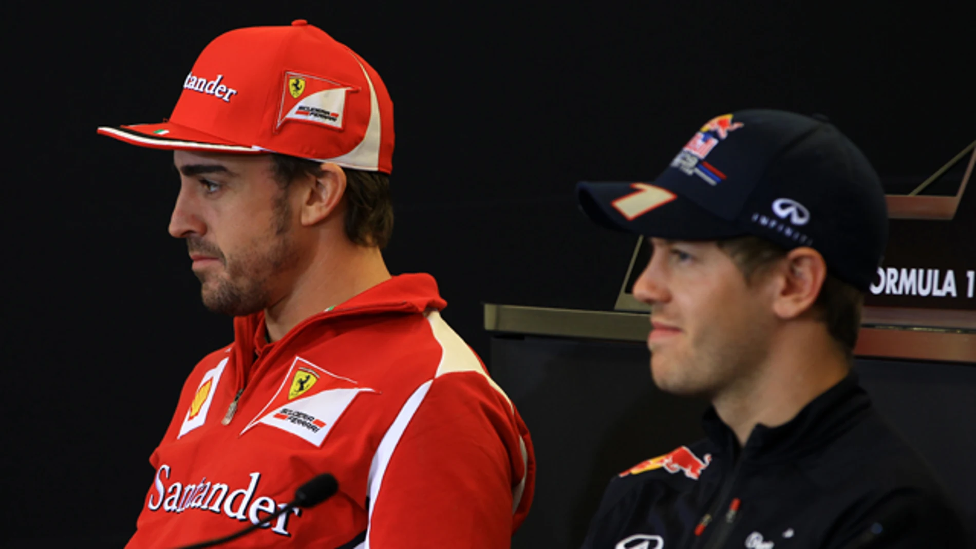 Alonso y Vettel en la rueda de prensa de la FIA