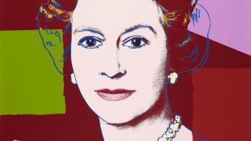 Lámina de Andy Warhol, parte de una selección de retratos oficiales de la reina Isabel II