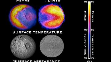 Las lunas de Saturno, Mimas y Tetis