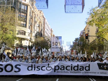 Manifestación en Madrid por los derechos de los discapacitados.