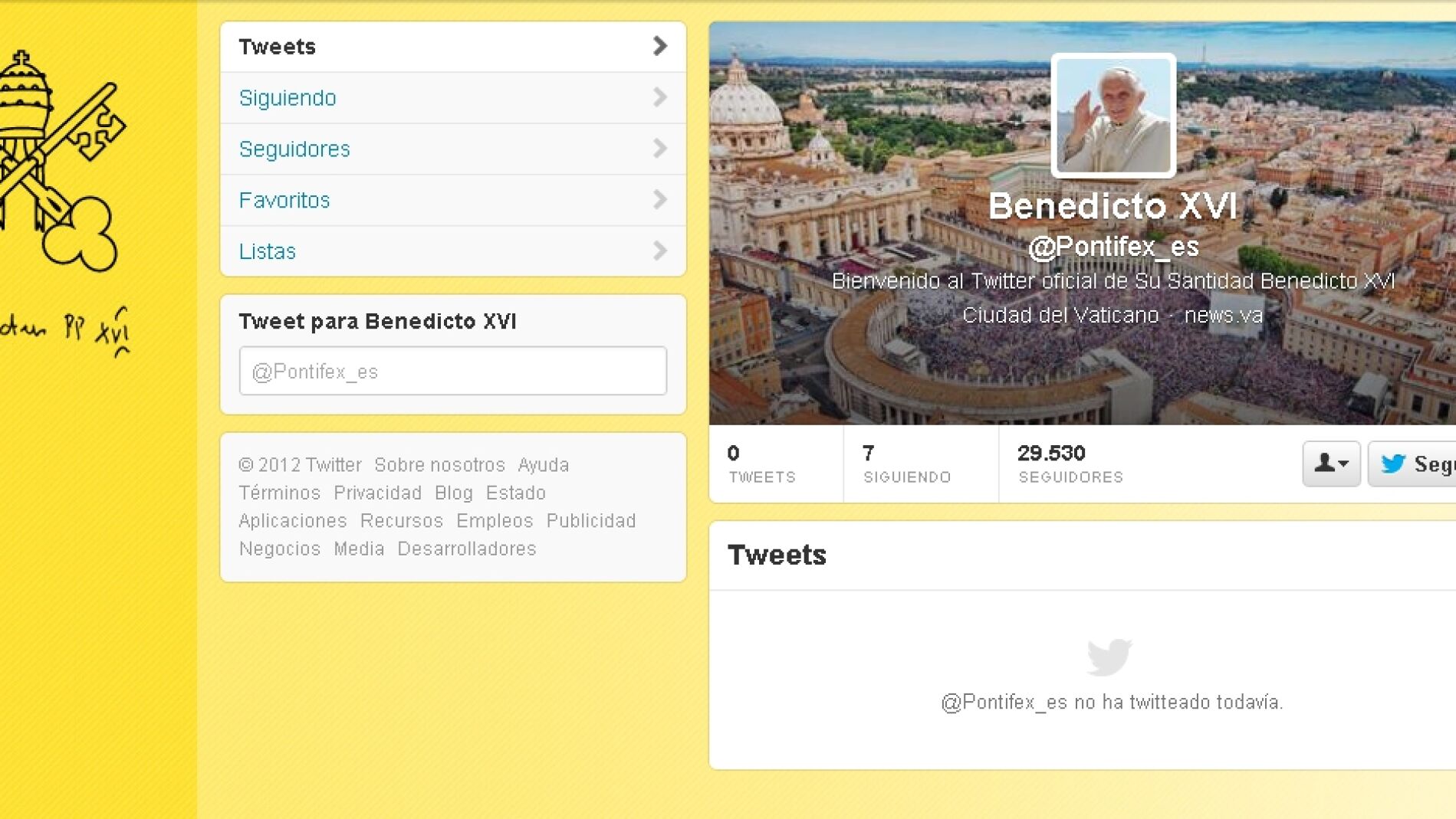Cuenta de twitter del papa