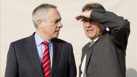 Pere Navarro y Artur Mas en su primera reuni&oacute;n en el Palau de la Generalitat