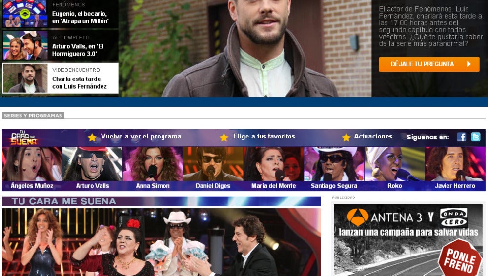 Portada de antena3.com