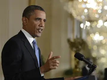 Barack Obama en una rueda de prensa en la Casa Blanca Barack Obama en una rueda de prensa en la Casa Blanca