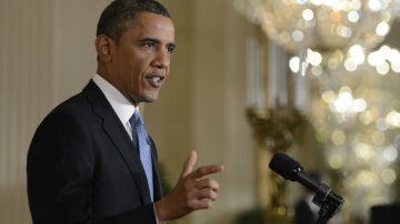 Barack Obama en una rueda de prensa en la Casa Blanca