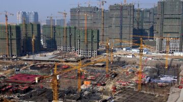 Vista general de la construcción de edificios en el este de China