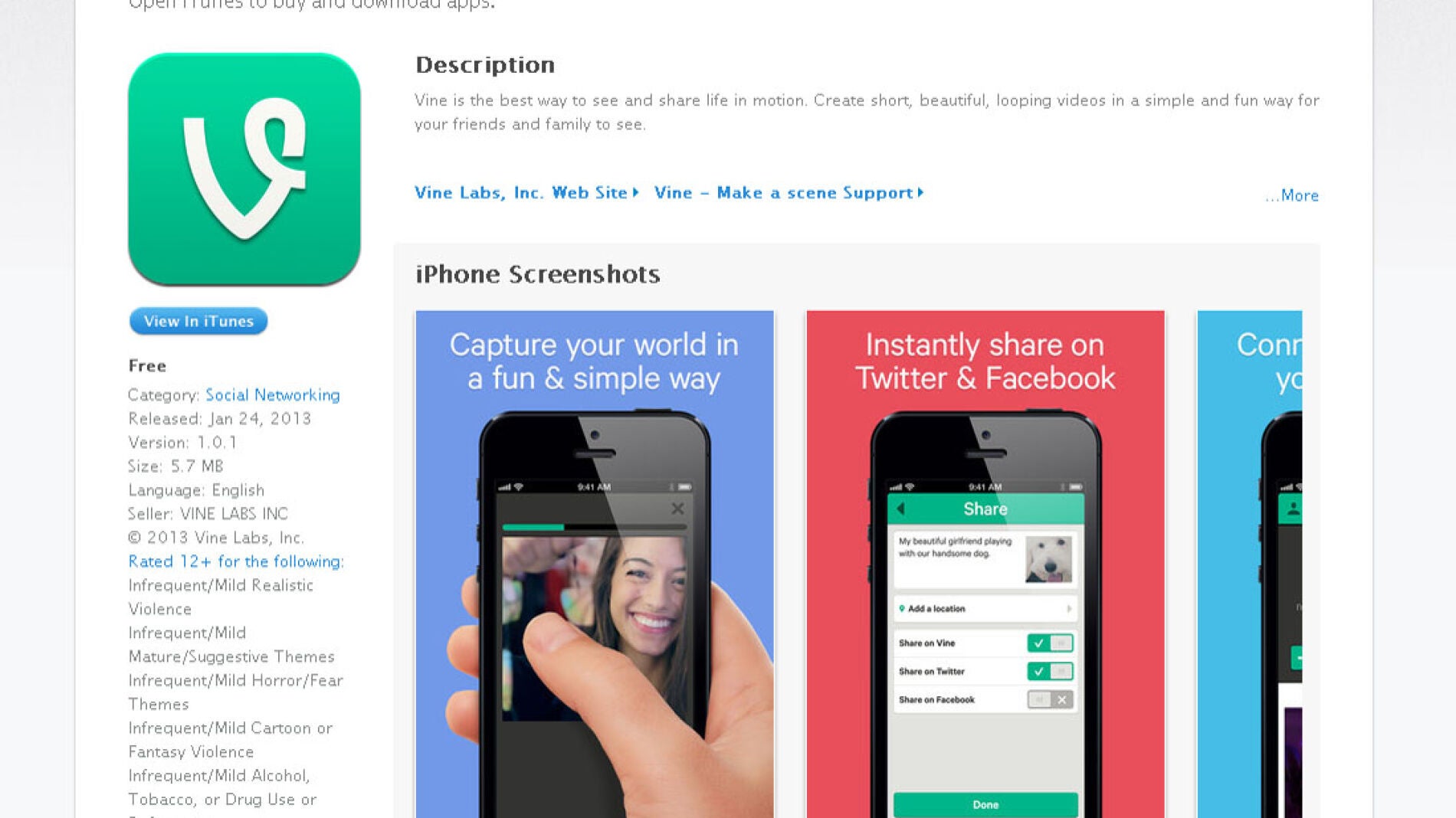 Vine ya est&aacute; disponible en la App Store de Apple