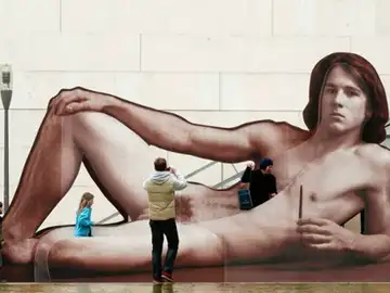 Una de las obras que componen la exposición "Hombres desnudos" en Viena Una de las obras que componen la exposición "Hombres desnudos" en Viena