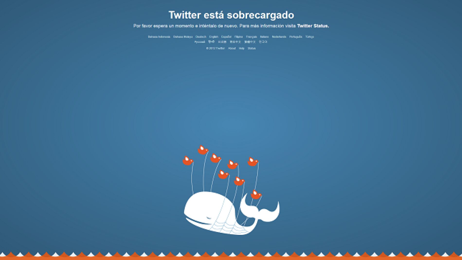 Pantalla con la que Twitter informa de que su red est&aacute; "sobrecargada"