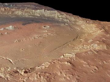 Cráter en las tierras altas del sur de Marte