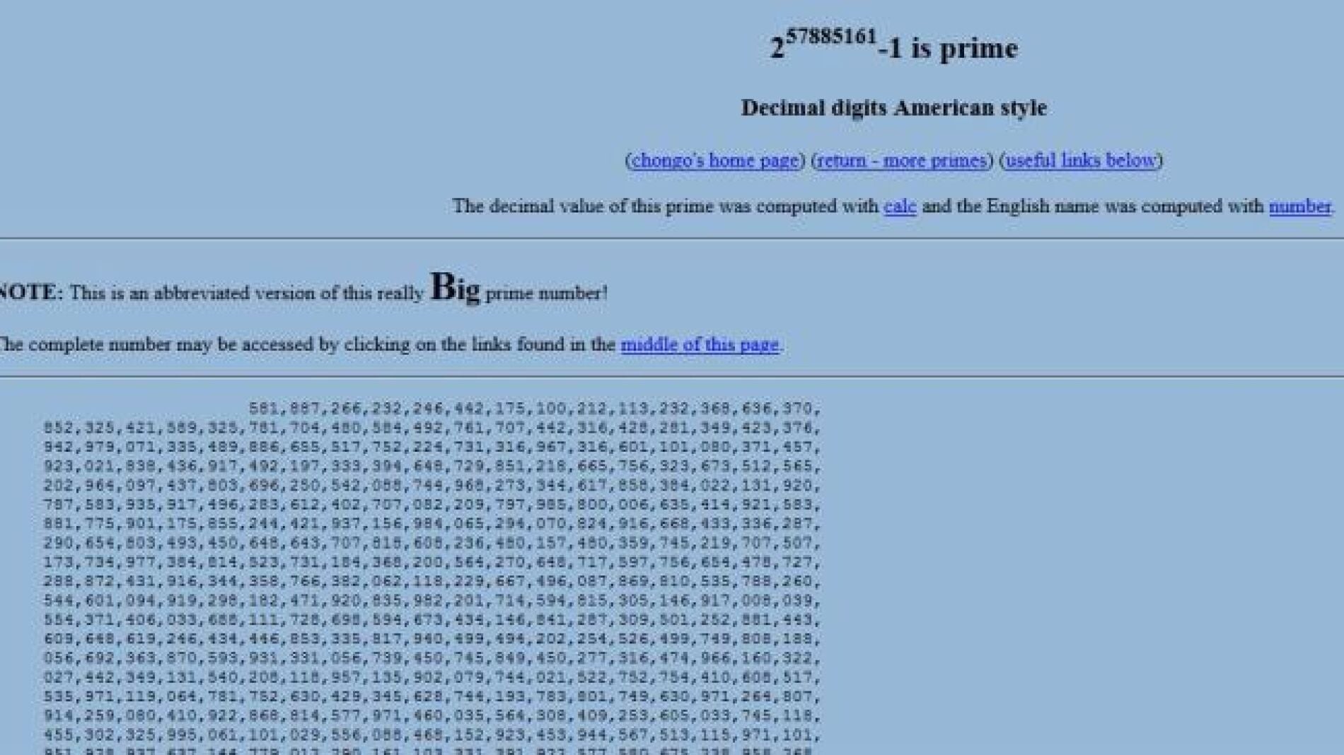 El n&uacute;mero primo con m&aacute;s d&iacute;gitos