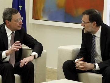 Mario Draghi durante su encuentro con Mariano Rajoy