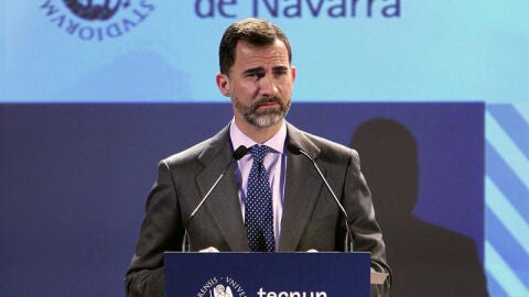 El Pr&iacute;ncipe de Asturias durante la inauguraci&oacute;n del Foro de Empleo en San Sebasti&aacute;n