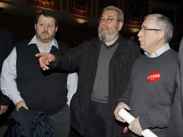 Ignacio Fernández Toxo y Cándido Méndez durante la Jornada de Acción Europea Ignacio Fernández Toxo y Cándido Méndez durante la Jornada de Acción Europea