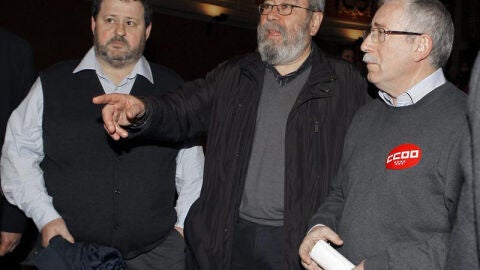 Ignacio Fern&aacute;ndez Toxo y C&aacute;ndido M&eacute;ndez durante la Jornada de Acci&oacute;n Europea