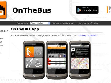 Página web de la aplicación 'OnTheBus'