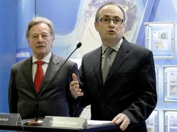 El subgobernador del Banco de España, Fernando Restoy, en presencia del miembro del comité ejecutivo del Banco Central Europeo, Yves Mersch