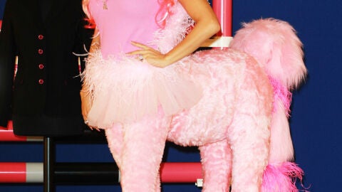 La modelo brit&aacute;nica Katie Price posa disfrazada de pony.
