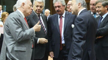 García-Margallo conversa con sus homólogos Didier Reynder, Jean Asselborn, Laurent Fabius y  KArl Erjavec