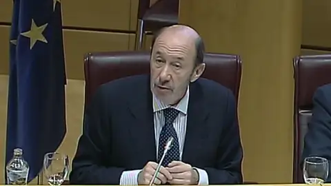 Alfredo Pérez Rubalcaba en su comparecencia en el Senado Alfredo Pérez Rubalcaba en su comparecencia en el Senado