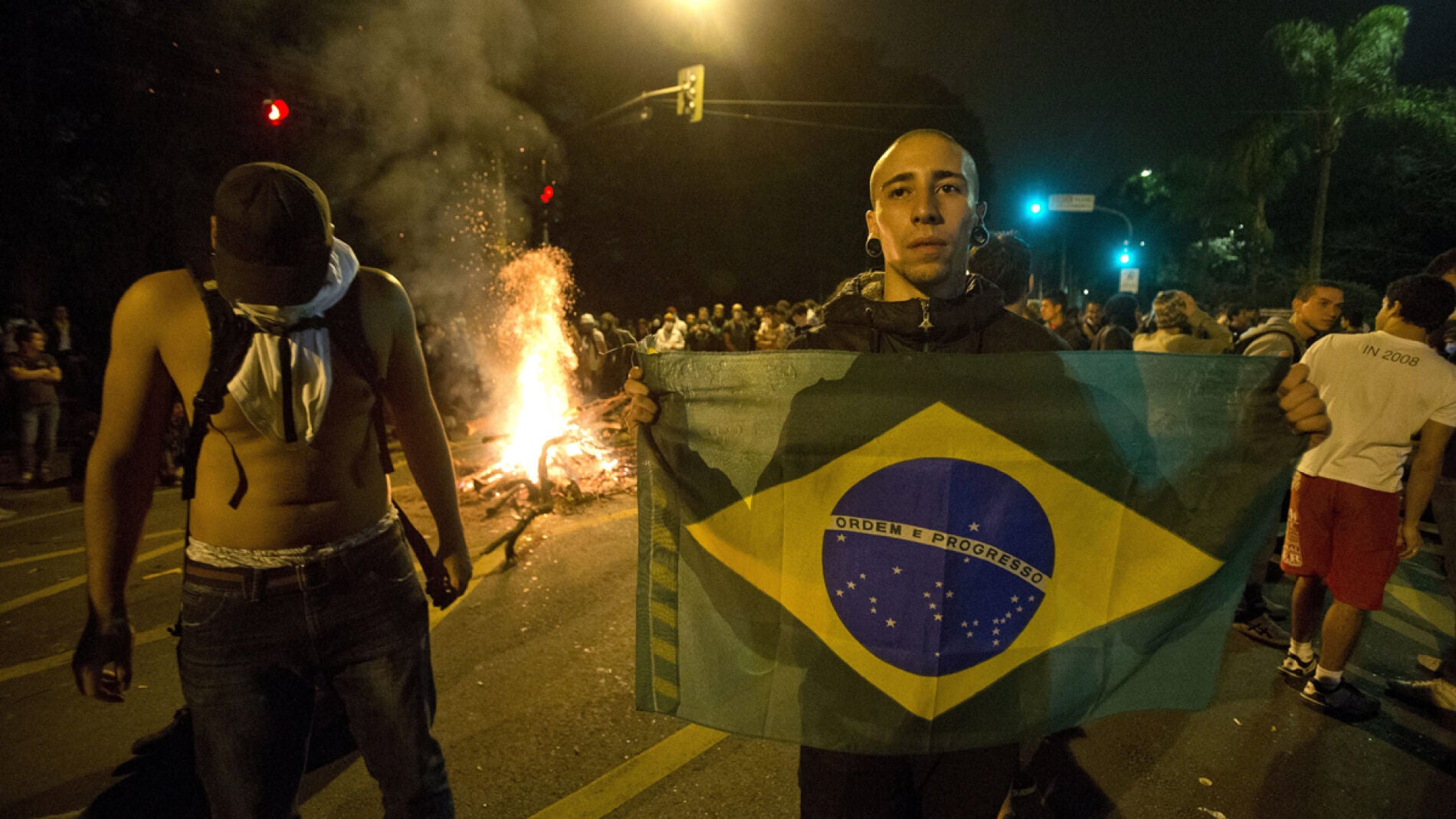 Manifestantes en Brasil