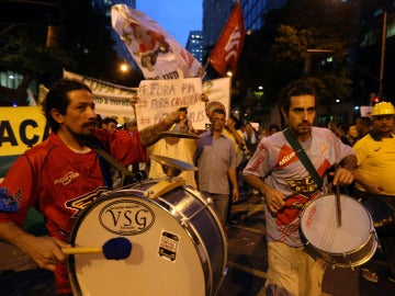 Manifestantes en Brasil