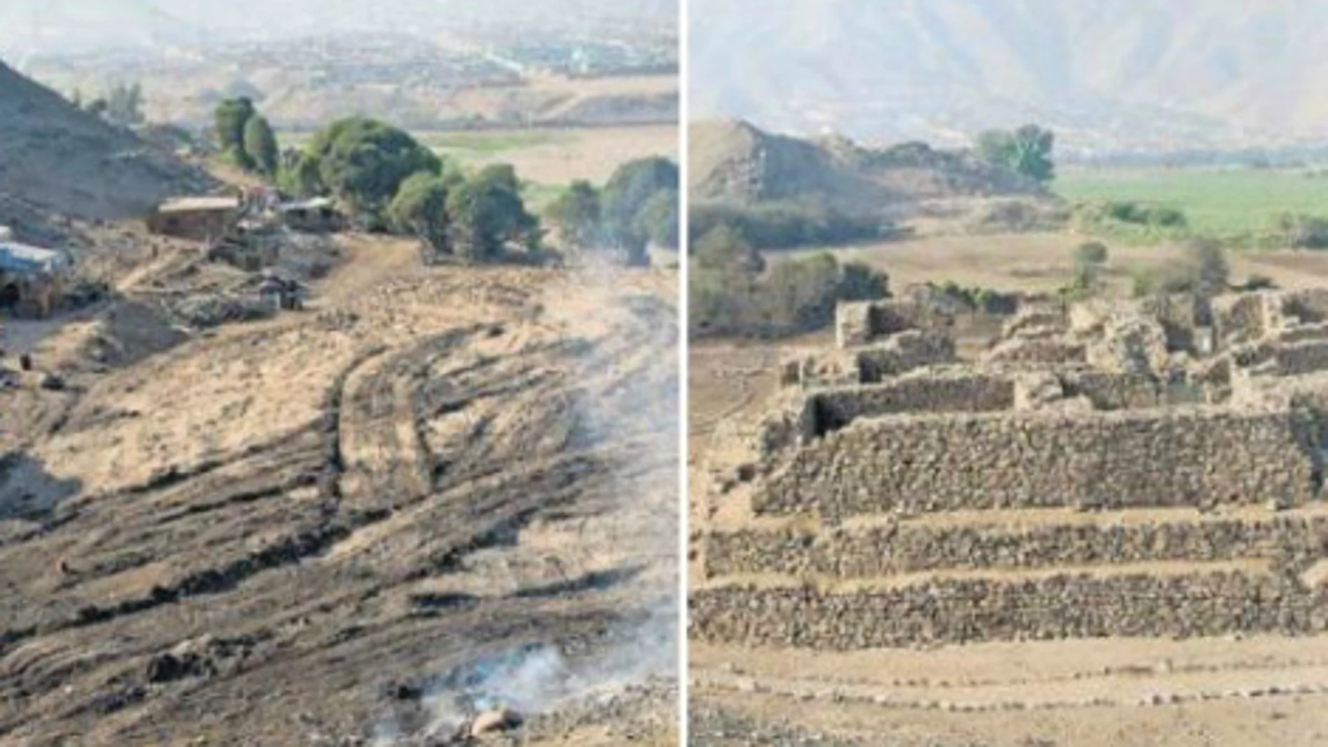 Pirámide destruida en Perú Pirámide destruida en Perú