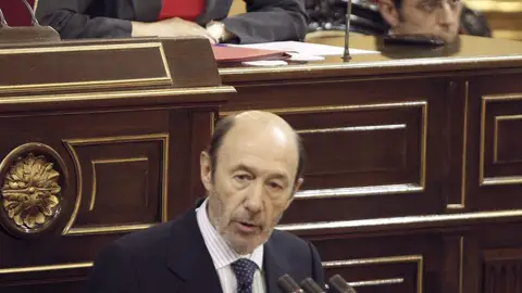 Rubalcaba durante su comparecencia en el Senado Rubalcaba durante su comparecencia en el Senado