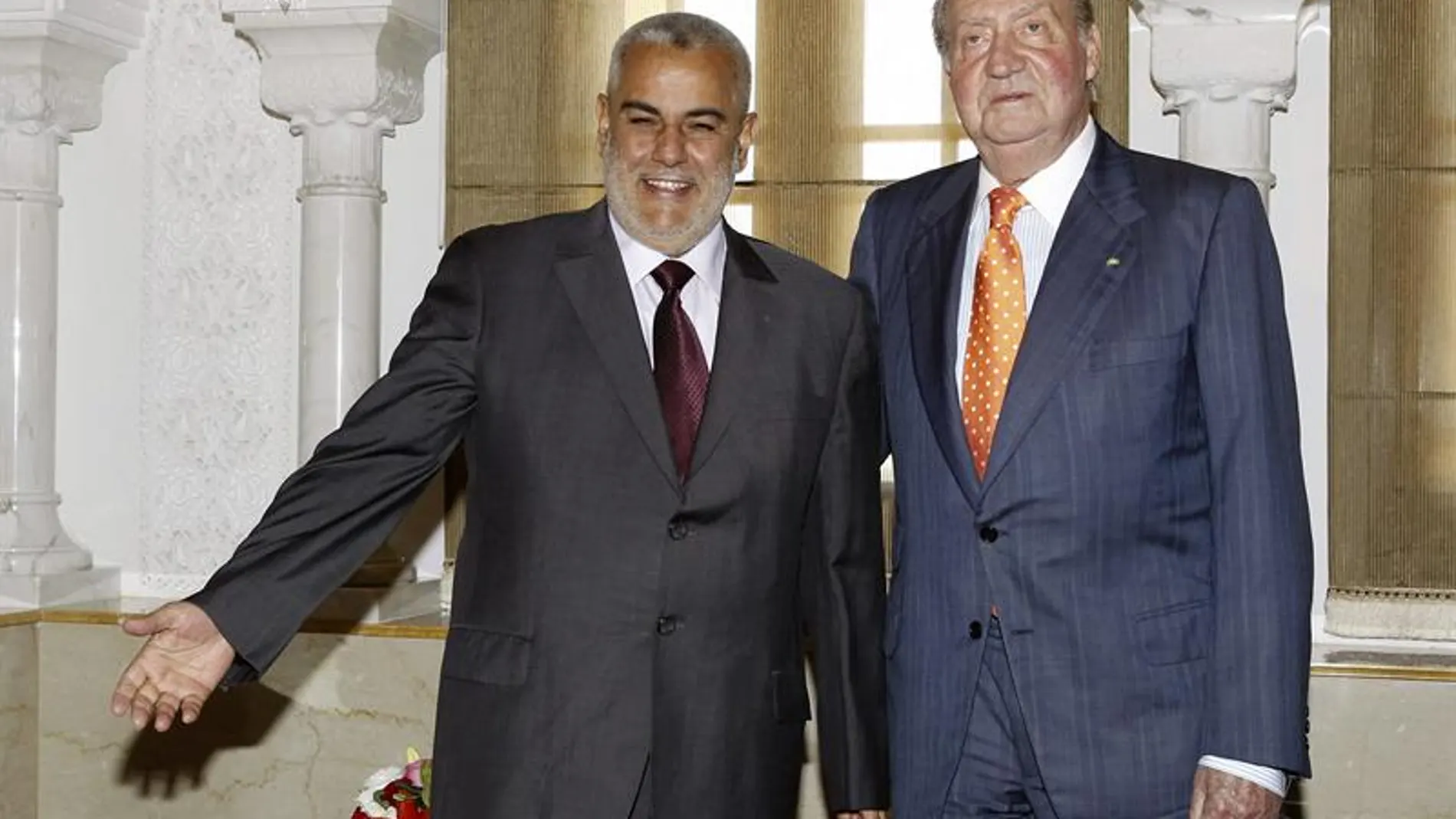 El rey Juan Carlos junto al presidente del Gobierno marroquí, Abdelilah Benkirán El rey Juan Carlos junto al presidente del Gobierno marroquí, Abdelilah Benkirán