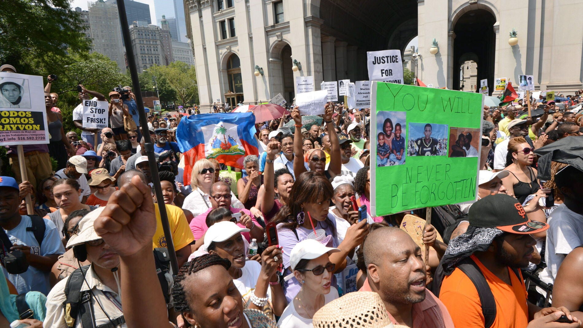 Protesta por la absoluci&oacute;n de George Zimmerman en Nueva York